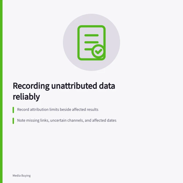 Recording unattributed data reliably: Record attribution limits beside affected results; Note missing links, uncertain channels, and affected dates; Keep business totals intact; don’t assign sales without evidence. Recording what cannot be attributed reliably